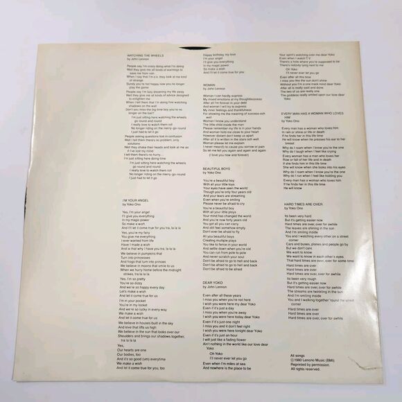 JOHN LENNON "Double Fantasy" Vinyl Record LP Geffen Records G+ 1980 - Picture 3 of 9